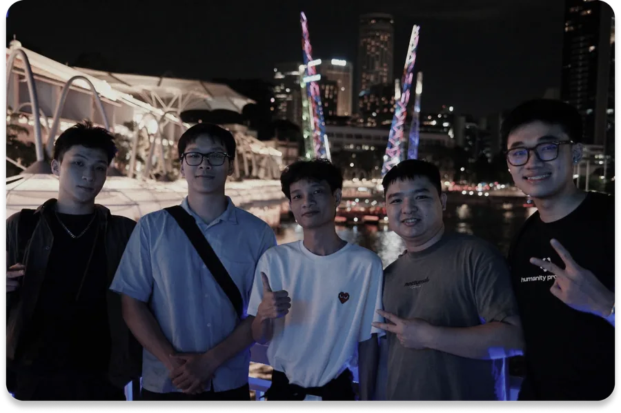 Cyberk team group photo at night